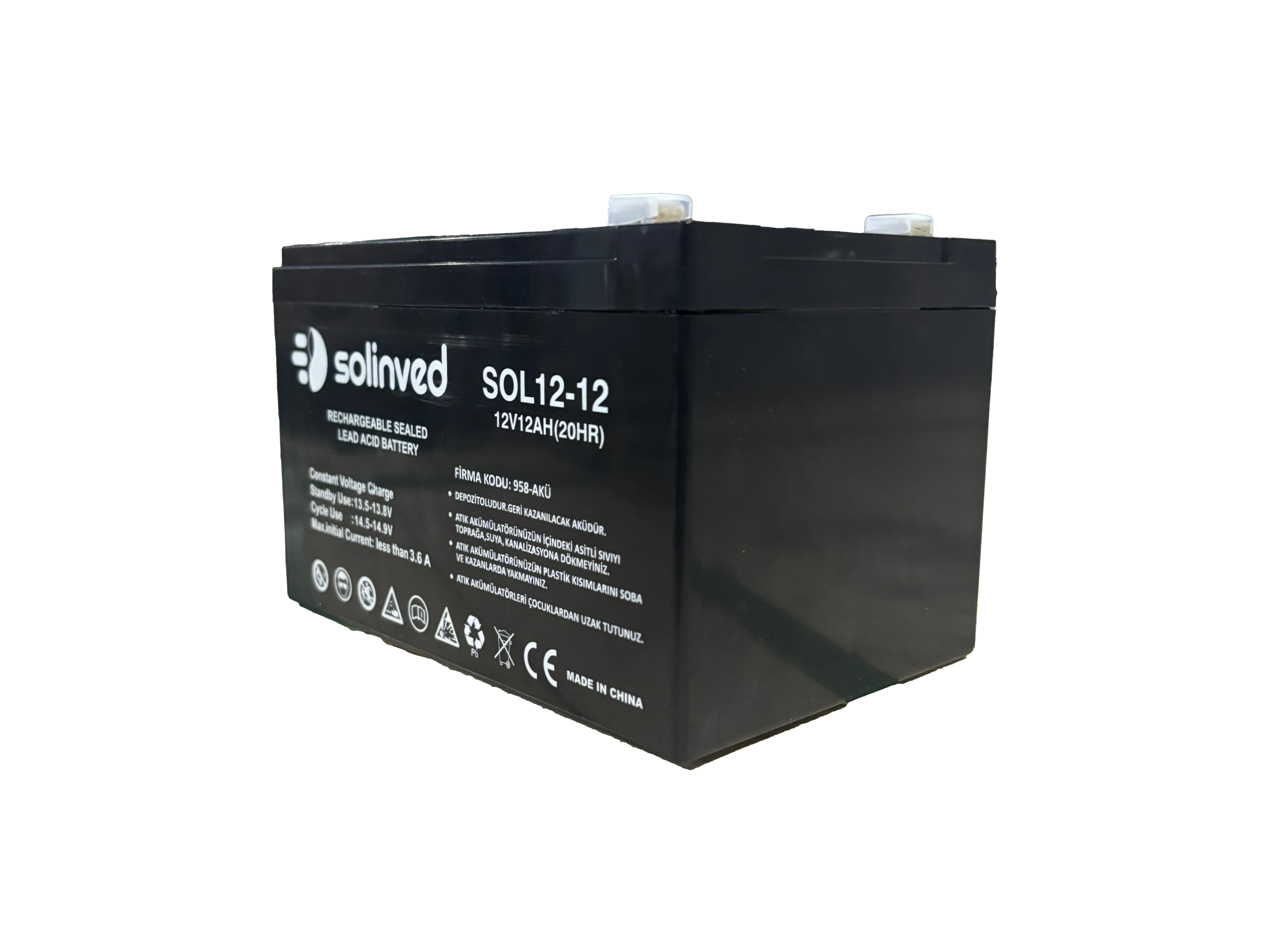 12V 12AH Ups Ve Alarm Aküsü - Küçük resim 3