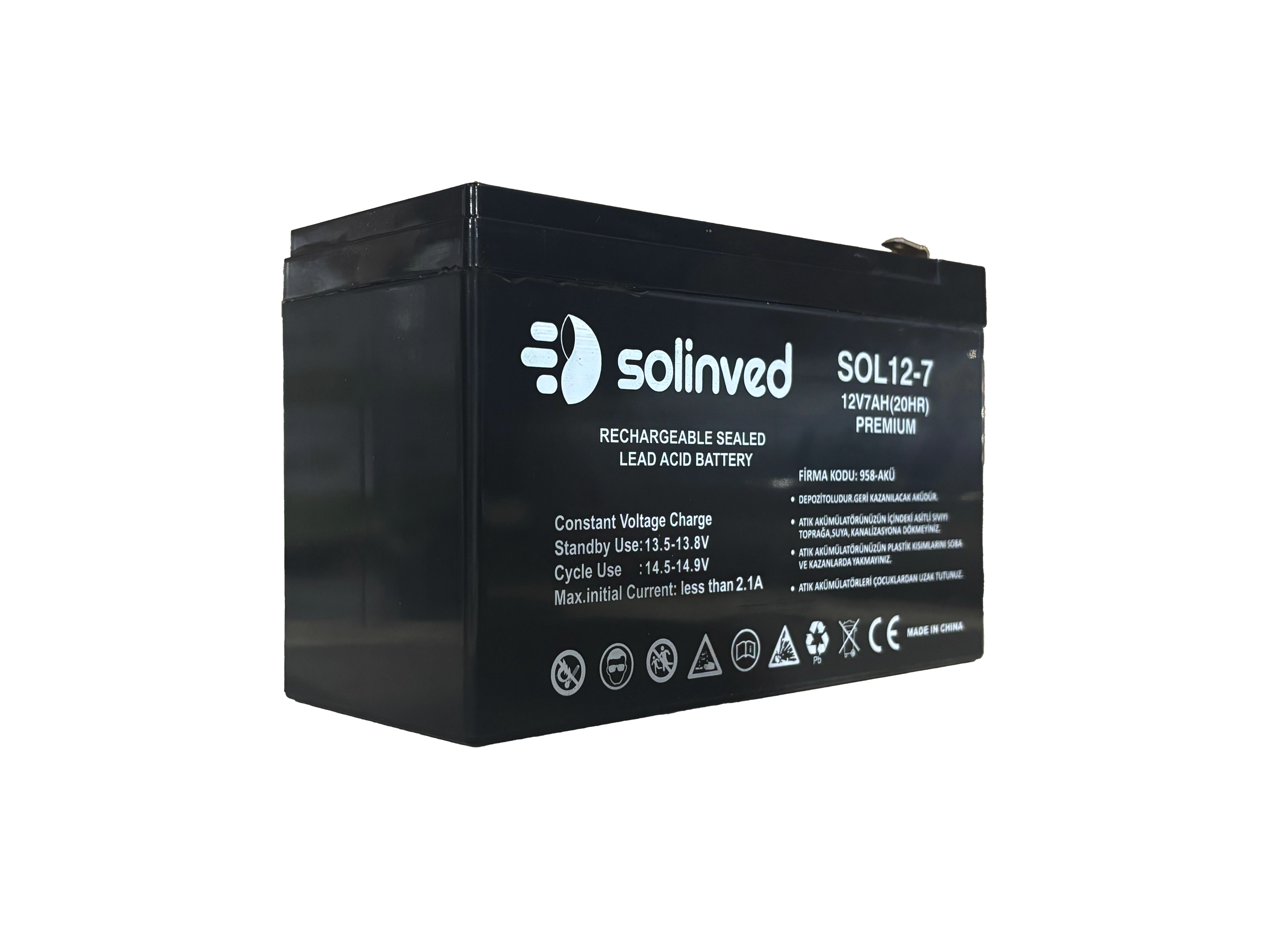 12V 7 AH Ups Ve Alarm Aküsü (Premium) - Küçük resim 3